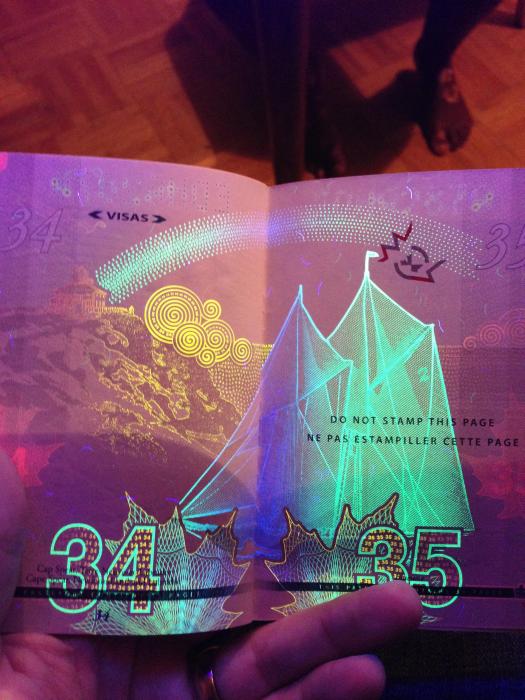 What The New Canadian Passport Looks Like Under A Black Light