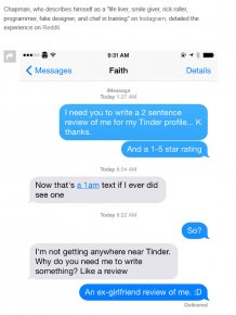 Guy Gets Ex-Girlfriends To Write Tinder Reviews For Him