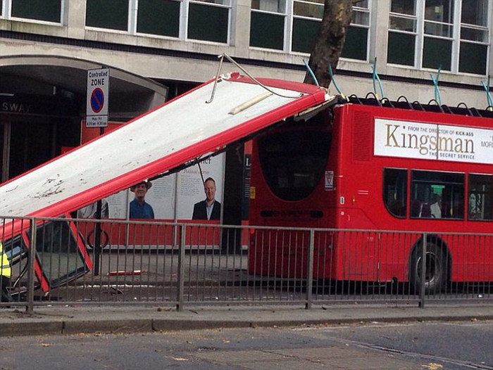 Five People Injured When London Bus Gets Roof Ripped Off By A Tree