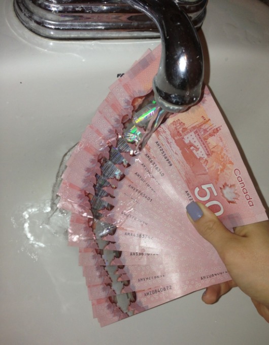 Canadian Money Is Waterproof