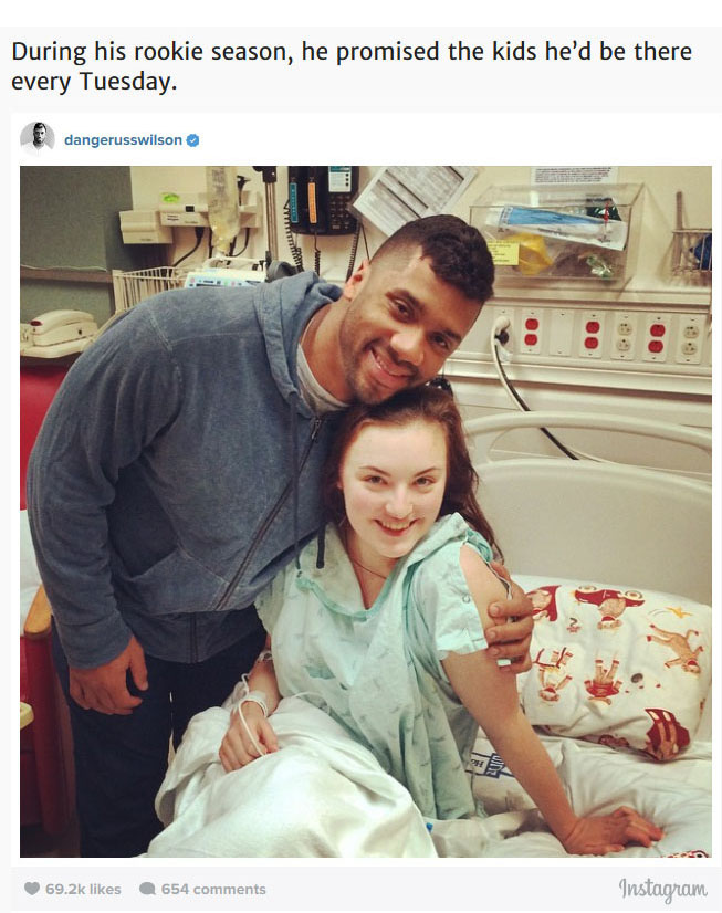 After Losing The Super Bowl Russell Wilson Visited The Children's Hospital