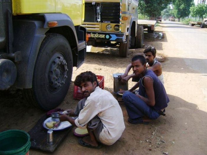 Indian truck drivers and machine operators