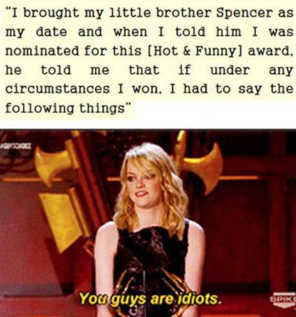 Emma Stone Let Her Brother Write Her Acceptance Speech