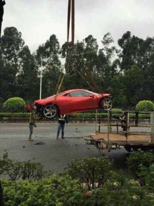 This Beautiful Ferrari Got Shredded In A Collision With A Tree