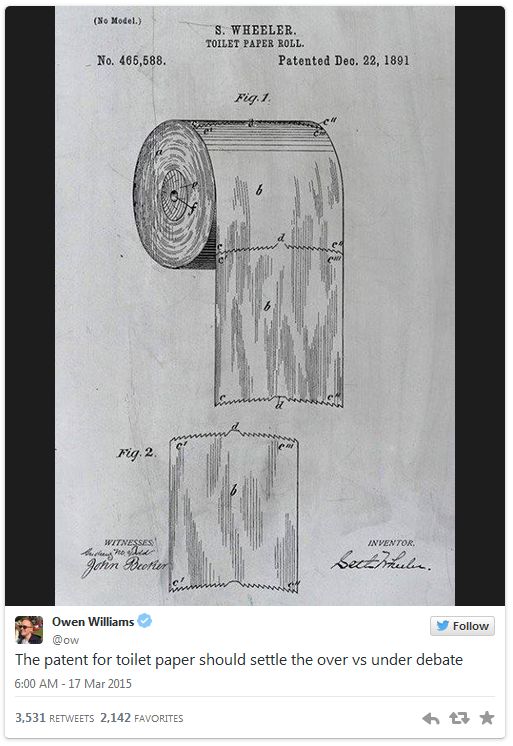124 Year Old Patent Ends The Over Or Under Toilet Paper Debate