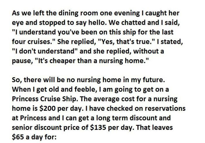 Old Woman Has The Perfect Answer As To Why She's Alone On A Cruise