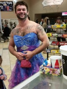Uncle Wears Princess Costume To The Movie Theater To Comfort His Niece