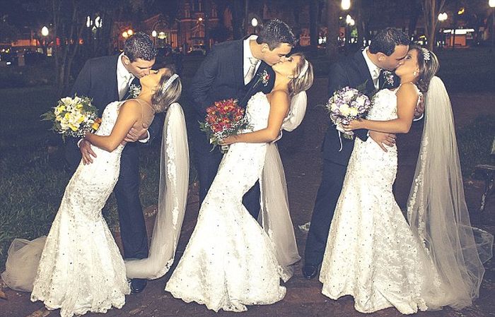 Identical Triplets Get Married On The Same Day At The Same Time