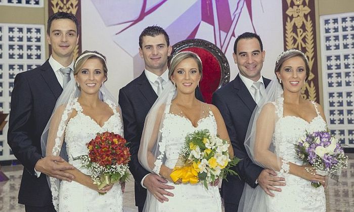 Identical Triplets Get Married On The Same Day At The Same Time