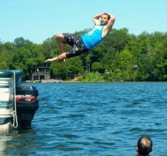 Funny Photos of Mid-Air Poses Above the Pool 