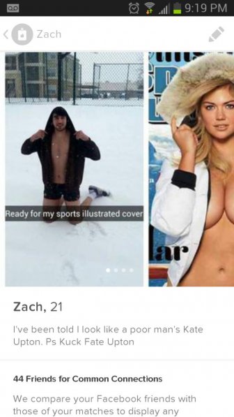 This Guy's Kate Upton Parody Picture On Tinder Is Working Wonders