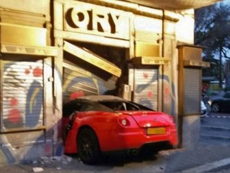 Valet Crashes A Ferrari Right Into A Storefront