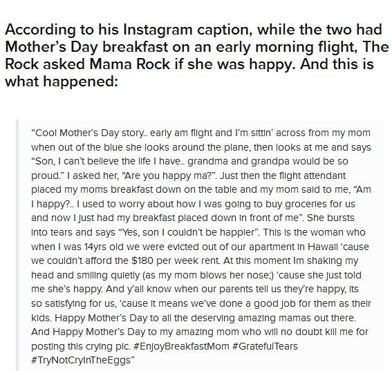 The Rock Shared A Heartwarming Story About His Mom On Mother's Day