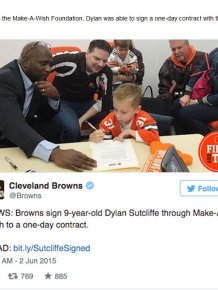 The Cleveland Browns Signed A 9 Year Old To A Contract To Grant His Wish