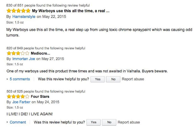 Mad Max Fans Have Hijacked The Silver Cake Spray Reviews On Amazon