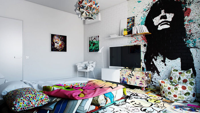 Designer Creates Half White, Half Griffiti Filled Hotel Room