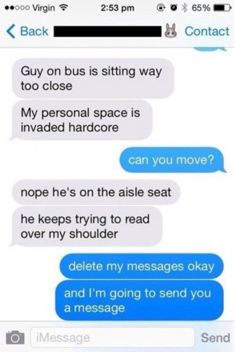 Creepy Guy On The Bus Reading Someone Else's Texts Gets Trolled Big Time