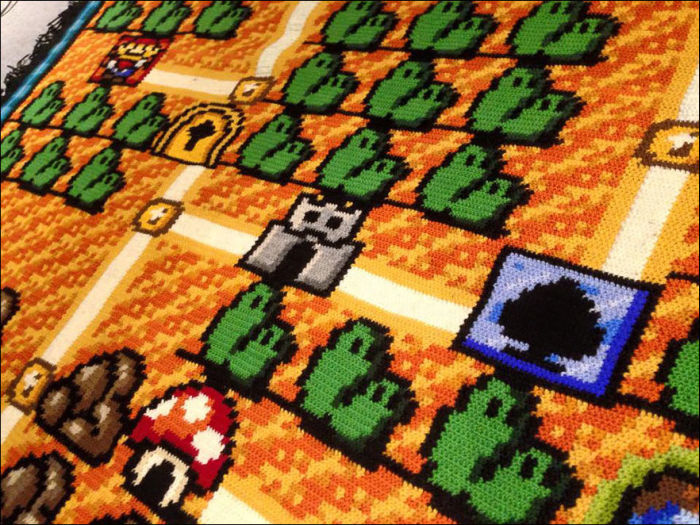 Norwegian Man Spends 6 Years Crocheting A Map From Super Mario Bros. 3, part 3
