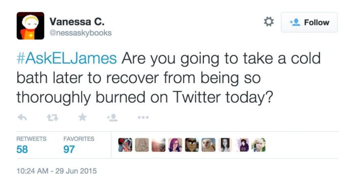 50 Shades Of Grey Author Gets Burned To The Ground During Twitter Q & A