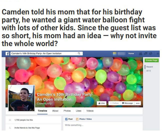 Mom Invites The Whole World To Her Son's Birthday Party