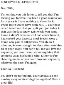 Wife Has The Best Response To Cheating Husband's Breakup Letter