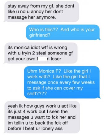 Girlfriend's Co Worker Puts Her Possessive Boyfriend In His Place