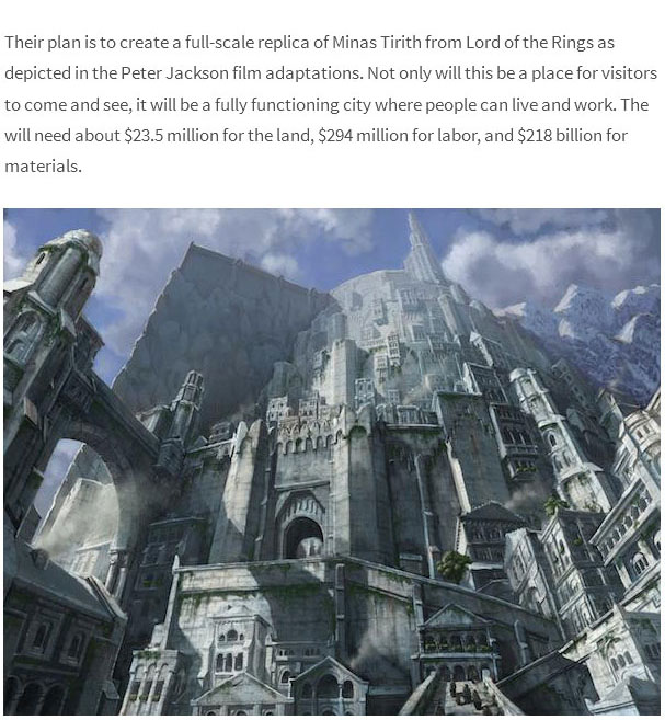 Architects In Britain Are Trying To Build A Full Scale Minas Tirith From Lord Of The Rings