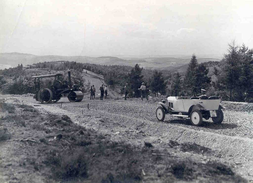 Construction of the Nürburgring race track in Germany