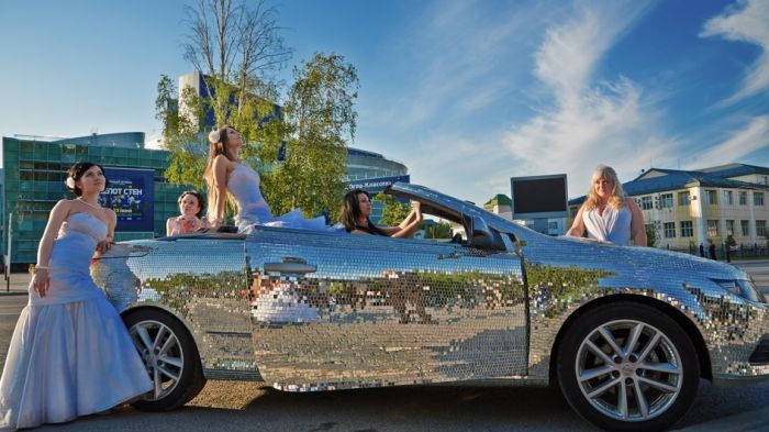 Cool Car Is Covered Completely With Mirrors