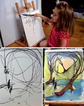 Mom Transforms 2 Year Old Daughter's Scribbles Into Art Masterpieces