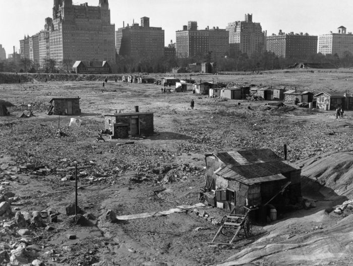 Hooverville in Central Park During The Great Depression