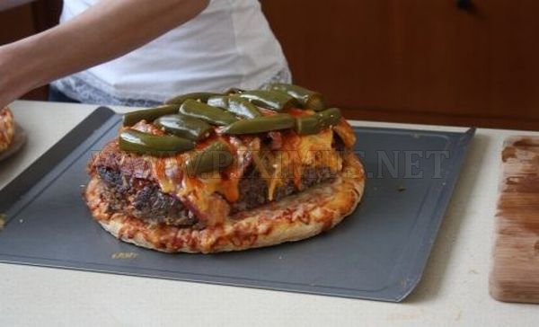 A Double Decker Pizza Burger