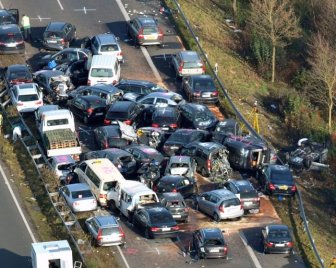 52-Vehicle Pile-up on a German Highway A31 