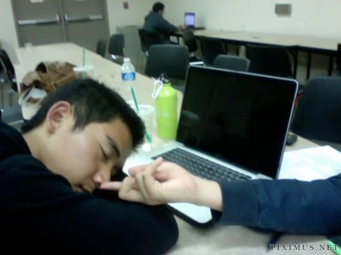 Tired Asian Students  