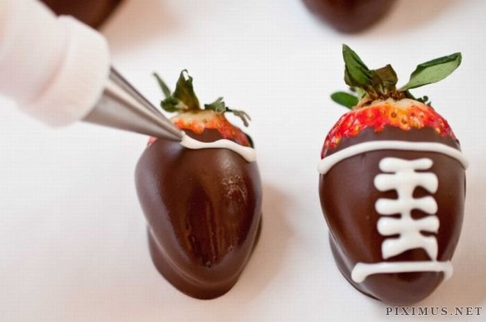 Chocolate Covered Strawberry Footballs 