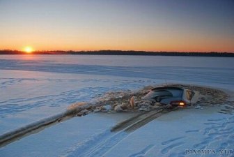 Frozen Lake Driving Gone Bad 