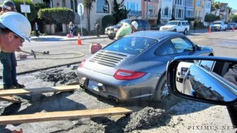 Porsche In Wet Cement 