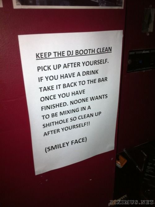 Notes & Signs Found Around the DJ Booth, part 2 | Fun