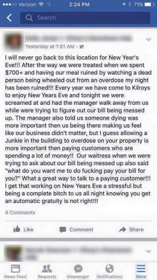 Restaurant Manager Puts Obnoxious Customer In Her Place On Facebook
