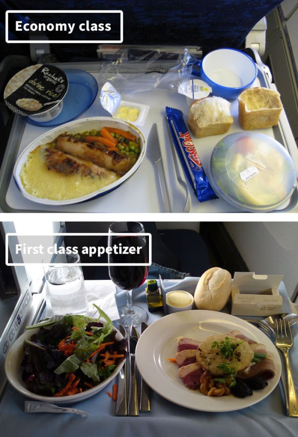 The Difference Between Airline Food In First Class Vs. Economy