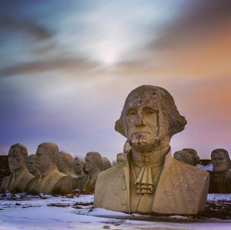 In Virginia There Are 43 Giant Presidential Heads Sitting In A Field