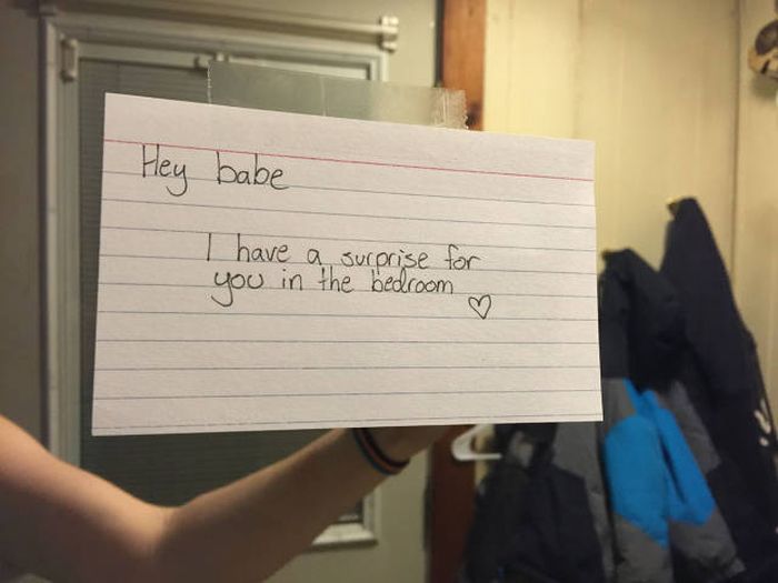 Girlfriend Sets Up Special Surprise Present For Her 