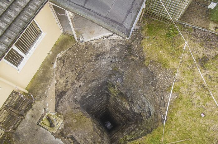 Giant Sinkhole Opens Up Right Next To A House In England