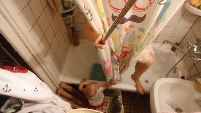 Woman Uses A Selfie Stick To Document A Day In The Life Of A Mom
