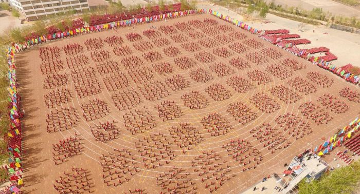Over 26,000 Students Take Part In A Huge Kung Fu Demonstration