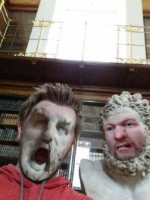 Guy Does Hilariously Creepy Face Swaps With Statues In A Museum
