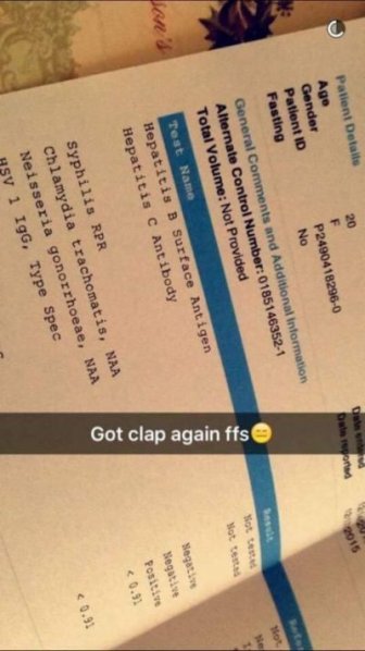 Girl Snapchats STD Results And Tells Her Partners To Get Tested