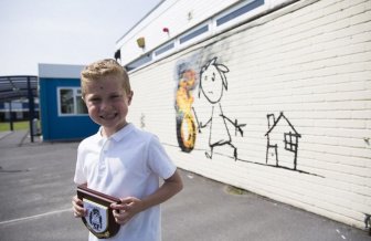 Banksy Paints Special Mural At Bridge Farm Primary School