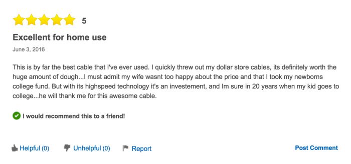 The Reviews For This $1,500 USB Cable Are Hilarious