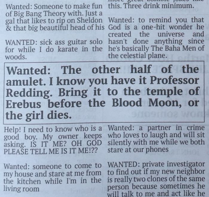 Hilarious Fake Want Ads From The Community Newspaper